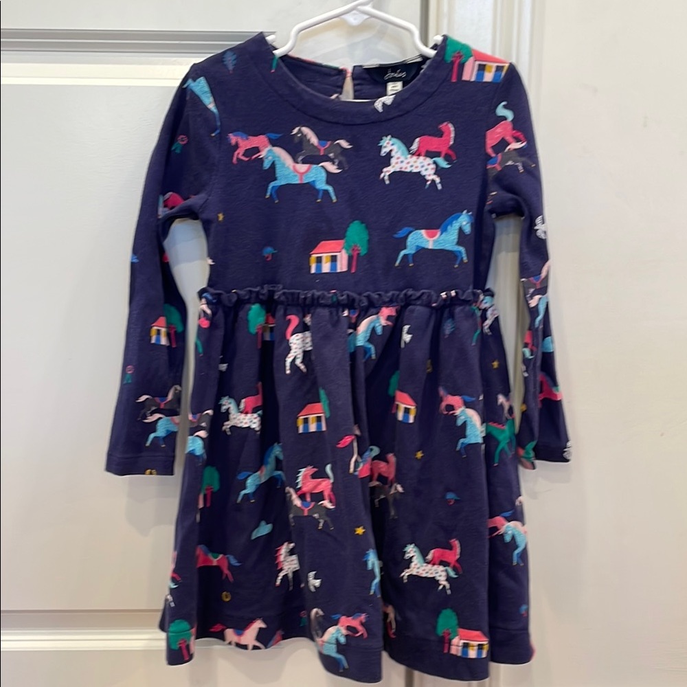 Joules Blue Fit and Flare Long Sleeve Dress size 7Y